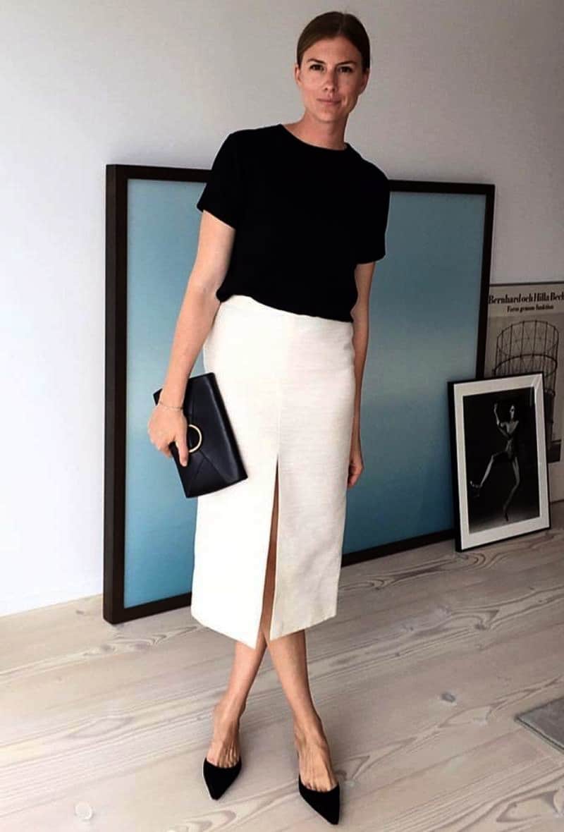 Slit pencil skirt for work