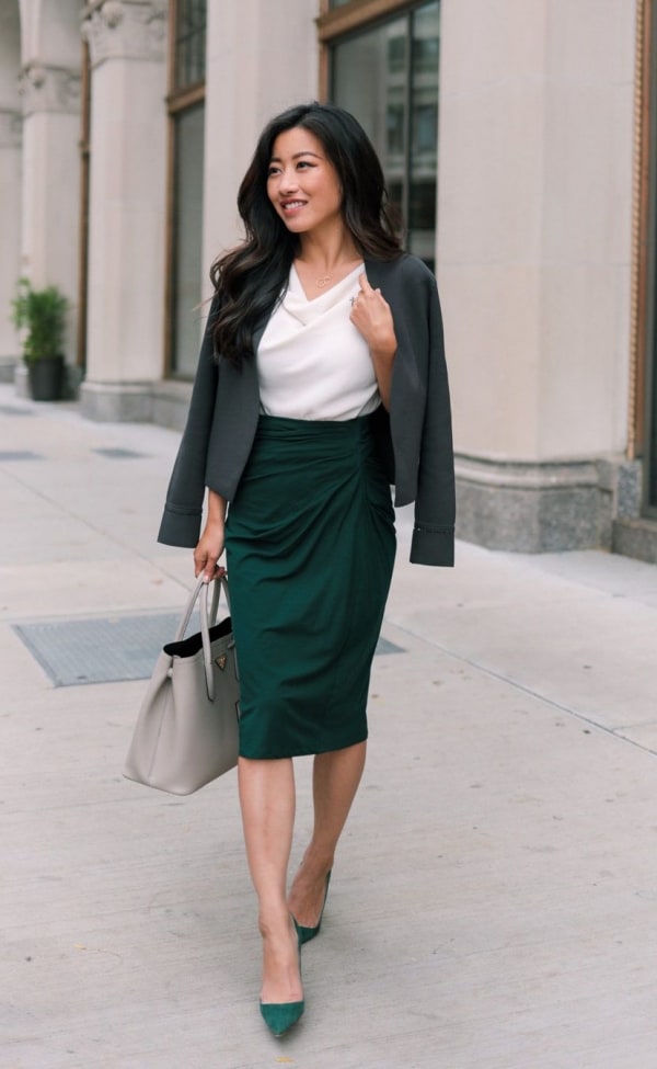 Blazer with pencil skirt outfit