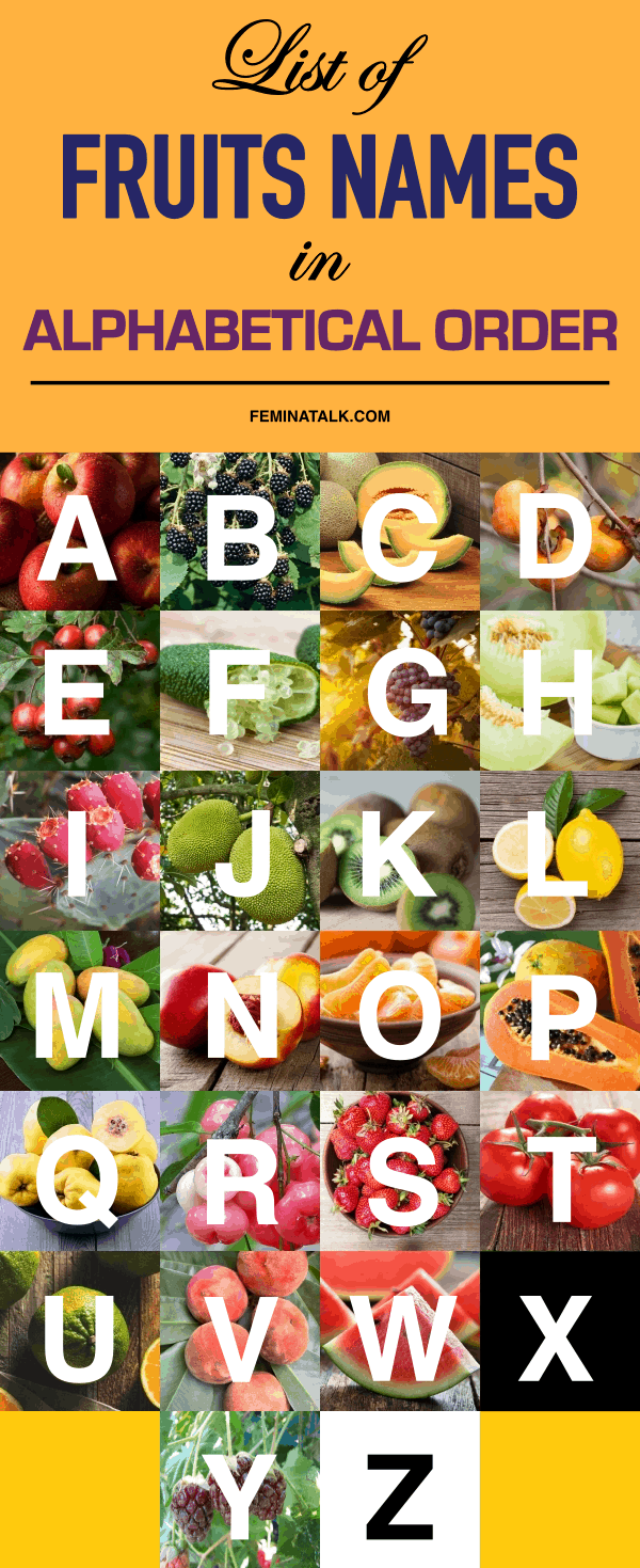 List of Fruits Names in Alphabetical Order