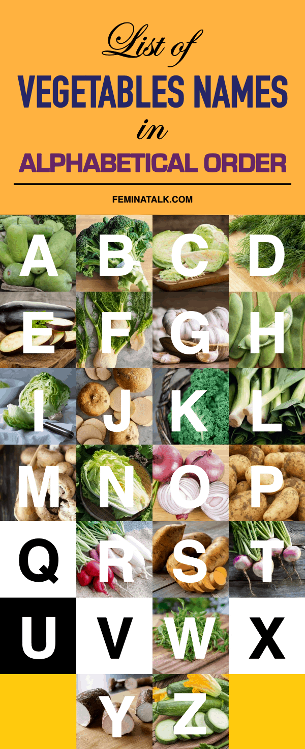 List of Vegetables Names in Alphabetical Order