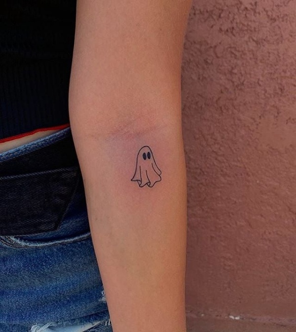 Lil ghost tattoo not the best but I like him  rsticknpokes